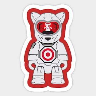 Funny Bullseye Dog Robot Team Member Sticker